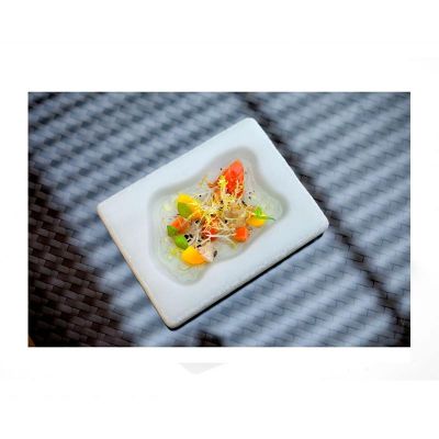 100% Chef Lagoon Mermer Sunum Tabağı, 18x14 cm, Beyaz - Görsel 2