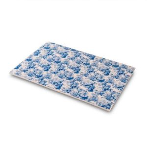 100% Chef Mavi Çiçek Baskılı Porselen Sunum Tabağı, 30x21 cm