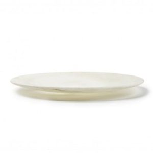100% Chef Smooth Rim Mermer Sunum Tabağı, 25 cm, Beyaz
