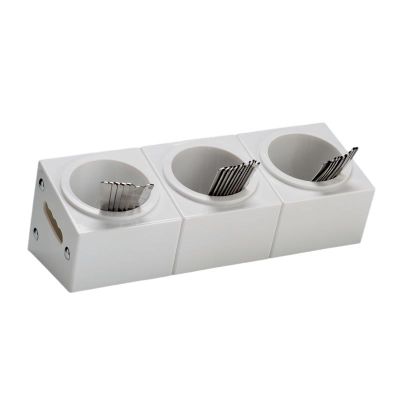 Zicco ZCP-390 Polikarbon Çatal Kaşık Standı, 3 Gözlü, 48x18x18 cm, Beyaz