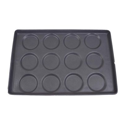 Almetal Kaplamalı Alüminyum Hamburger Ekmeği Tavası, 12 Gözlü, 115 mm, 53x65 cm
