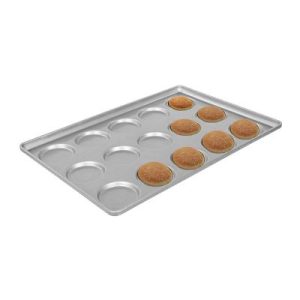 Almetal Alüminyum Hamburger Ekmeği Tavası, 15 Gözlü, 105 mm, 40x60 cm