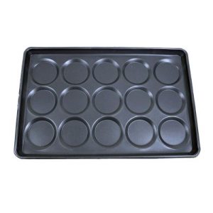 Almetal Kaplamalı Alüminyum Hamburger Ekmeği Tavası, 15 Gözlü, 125 mm, 49x74 cm