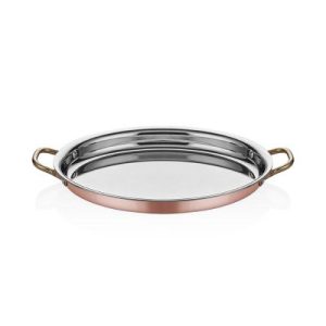 Altınbaşak Multi Metal Bakır Oval Sığ Omlet Tavası, 28x21 cm