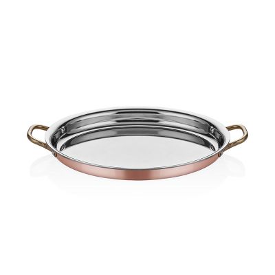 Altınbaşak Multi Metal Bakır Oval Sığ Omlet Tavası, 28x21 cm