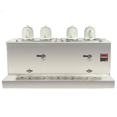 Ateşe Cappadocia Dijital 4 Demlikli Çay Kazanı, 30+30 L, Gaz+Elektrikli, Inox