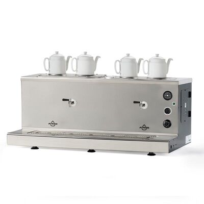 Ateşe Sümela Analog 4 Demlikli Çay Kazanı, Gaz+Elektrikli, Inox - Görsel 2
