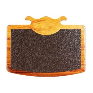 Biradlı GRV-1849 Boynuzlu Bazaltlı Steak Ahşap Sunum Tahtası, 32.5x25 cm