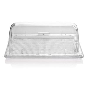 Biradlı GRV-73 Dikdörtgen Rolltop Polikarbon Teşhir Standı, 54x33x24 cm