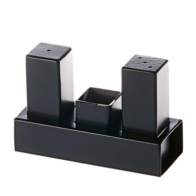 Biradlı GRV-105 Kare Tuzluk Takımı, 3'lü, Siyah