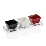 Biradlı GRV-890 Kare Sosluk Standı, 3'lü, 25x8 cm, Şeffaf