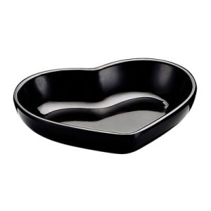 Biradlı BRD-517604 Minimal Melamin Kalpli Sunum Tabağı, 8x7x1.5 cm, Siyah