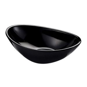 Biradlı BRD-517504 Minimal Melamin Oval Sunum Tabağı, 10x6x3 cm, Siyah