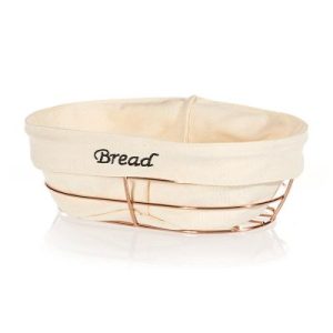 Biradlı BRD-HW186B Oval Bezli Ekmek Sepeti, 26x17 cm, Bakır