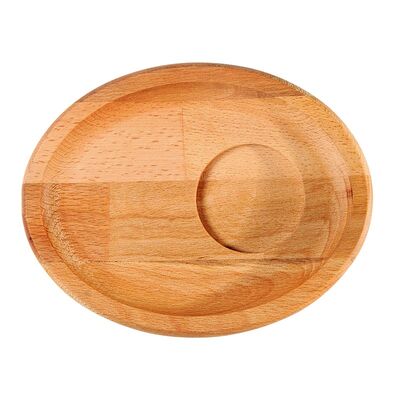Biradlı GRV-1822 Oval Ahşap Kahve Sunum Altlığı