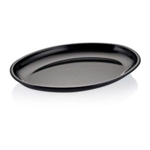 Biradlı FTS-1957 Oval Melamin Sunum Tabağı, 48x35 cm, Siyah
