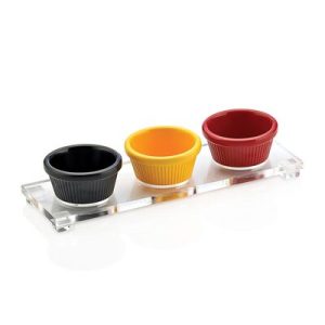 Biradlı GRV-889 Şeffaf Tabanlı Sosluk Standı, 3'lü, 25x8 cm, 7 cm