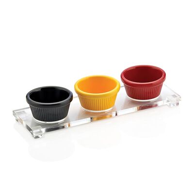 Biradlı GRV-889 Şeffaf Tabanlı Sosluk Standı, 3'lü, 25x8 cm, 7 cm