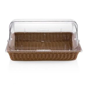Biradlı GRV-77 Sepetli Polikarbon Rolltop Teşhir Standı, 54x33x26 cm