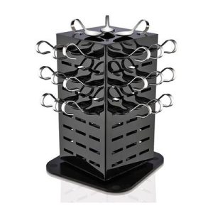Biradlı GRV-SKS84 Sunum Kaşığı Standı, 84 Adet Kapasiteli, 21x21x40 cm, Siyah