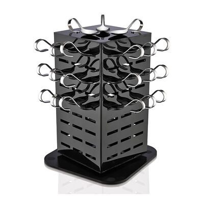 Biradlı GRV-SKS84 Sunum Kaşığı Standı, 84 Adet Kapasiteli, 21x21x40 cm, Siyah
