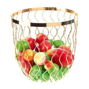 Biradlı HW185 Tel Meyve Sunum Kasesi, 25x26 cm, Altın