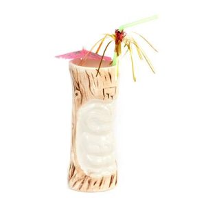 Biradlı GRV-20214 Seramik Tiki Mug Kokteyl Bardağı, 360 cc, 8x18, 5 cm, Kahverengi