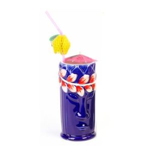 Biradlı GRV-20213 Seramik Tiki Mug Kokteyl Bardağı, 540 cc, 8x17, 5 cm, Mavi