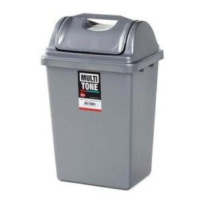 Bora Plastik İtmeli Çöp Kovası, Köşeli, No: 3, 14 L, Gri