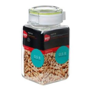 Bora Plastik Köşeli Pet Saklama Kabı, No:2, 500 ml