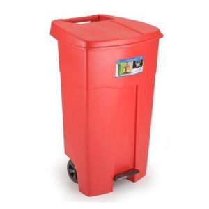 Bora Plastik Pedallı Çöp Kovası, 125 L, Kırmızı