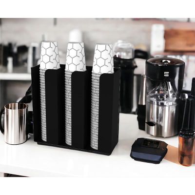 Cafemarkt 3 Bölmeli 16 Oz Bardak Uyumlu Özel Karton Bardak Standı, 32x10x30 cm, Siyah - Görsel 6