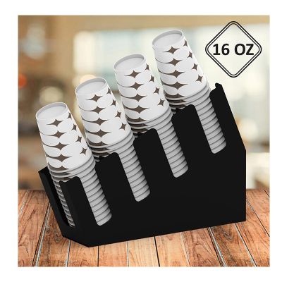 Cafemarkt 4 Bölmeli 16 Oz Bardak Uyumlu Karton Bardak Standı, 11x45x28 cm, Siyah - Görsel 3