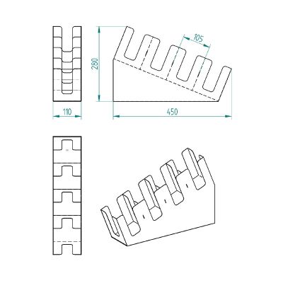 Cafemarkt 4 Bölmeli 16 Oz Bardak Uyumlu Karton Bardak Standı, 11x45x28 cm, Siyah - Görsel 4