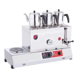 SilverInox 2082 60 Model Kaynaklı Kahveci Takımı, 3 Demlikli, 33 L, Elektrikli
