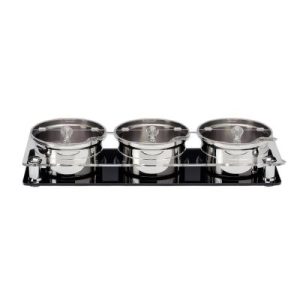 Zicco ZCP-667 Polikarbon Kapaklı Çelik Altılı Sosluk Reçellik Standı, 3'lü, 17.5x49 cm