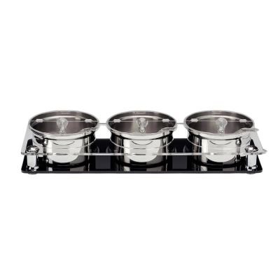 Zicco ZCP-667 Polikarbon Kapaklı Çelik Altılı Sosluk Reçellik Standı, 3'lü, 17.5x49 cm