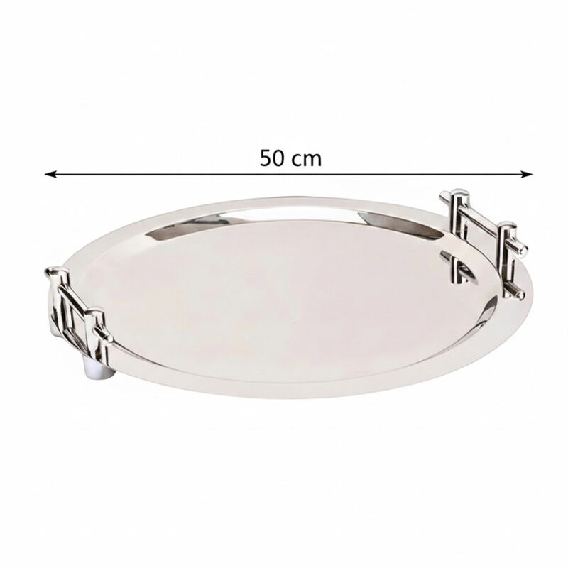 Zicco ZCP-075 Çelik Kulplu Yuvarlak Servis Tepsisi, 50 cm - Görsel 2