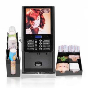 Coffeetech Horeca 300 Instant Kahve Makinesi + Peçete ve Karıştırıcı Standı + Bardaklık Standı