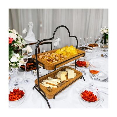 Decorelax Metal Ayaklı 2 Katlı Ahşap Teşhir Standı, 15x27cm - Görsel 3