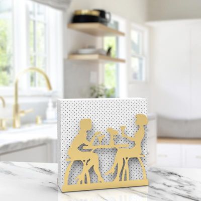 Decorelax Sohbet Temalı Metal Peçetelik, Gold - Görsel 3