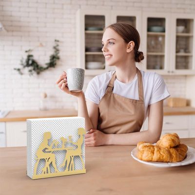 Decorelax Sohbet Temalı Metal Peçetelik, Gold - Görsel 5