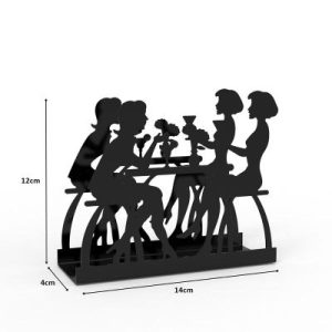 Decorelax Sohbet Temalı Siyah Metal Peçetelik, Siyah