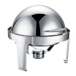 Epinox CDC-6 Roll Top Kapaklı Yuvarlak Chafing Dish, 6 L, Jel Yakıt + Elektrikli