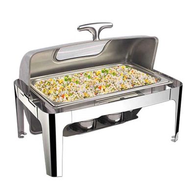 Epinox CDR-9C Roll Top Kapaklı Camlı Chafing Dish, 9 L, Jel Yakıt + Elektrikli - Görsel 2