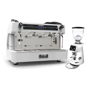Fiamma Compass 2 Double Boiler Tall Cup Espresso Kahve Makinesi, 2 Gruplu + Fiorenzato F64E Kahve Değirmeni, Beyaz