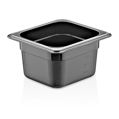 GastroPlast GN 1/6-100 mm Polikarbon Gastronorm Küvet, Siyah