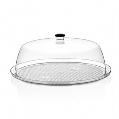GastroPlast Polikarbonat Yuvarlak Fanus, 35 cm, Siyah Kulplu - Görsel 2