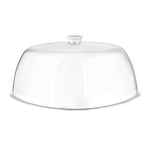 GastroPlast Yuvarlak Polikarbonat Fanus, 35 cm, Beyaz Kulplu