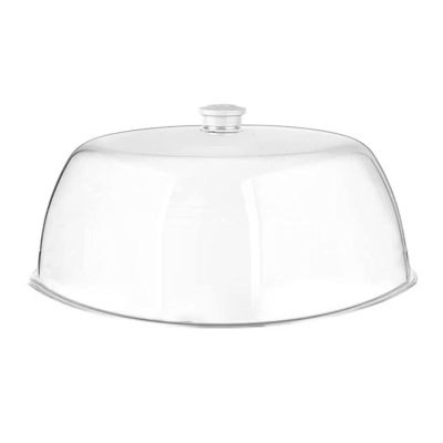 GastroPlast Yuvarlak Polikarbonat Fanus, 35 cm, Beyaz Kulplu